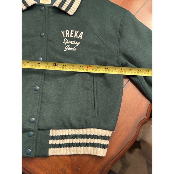 Levi’s Gold Tab Shrunken Varsity Jacket Women’s‎ Size M Wool Cropped Green Warm - Picture 10 of 11